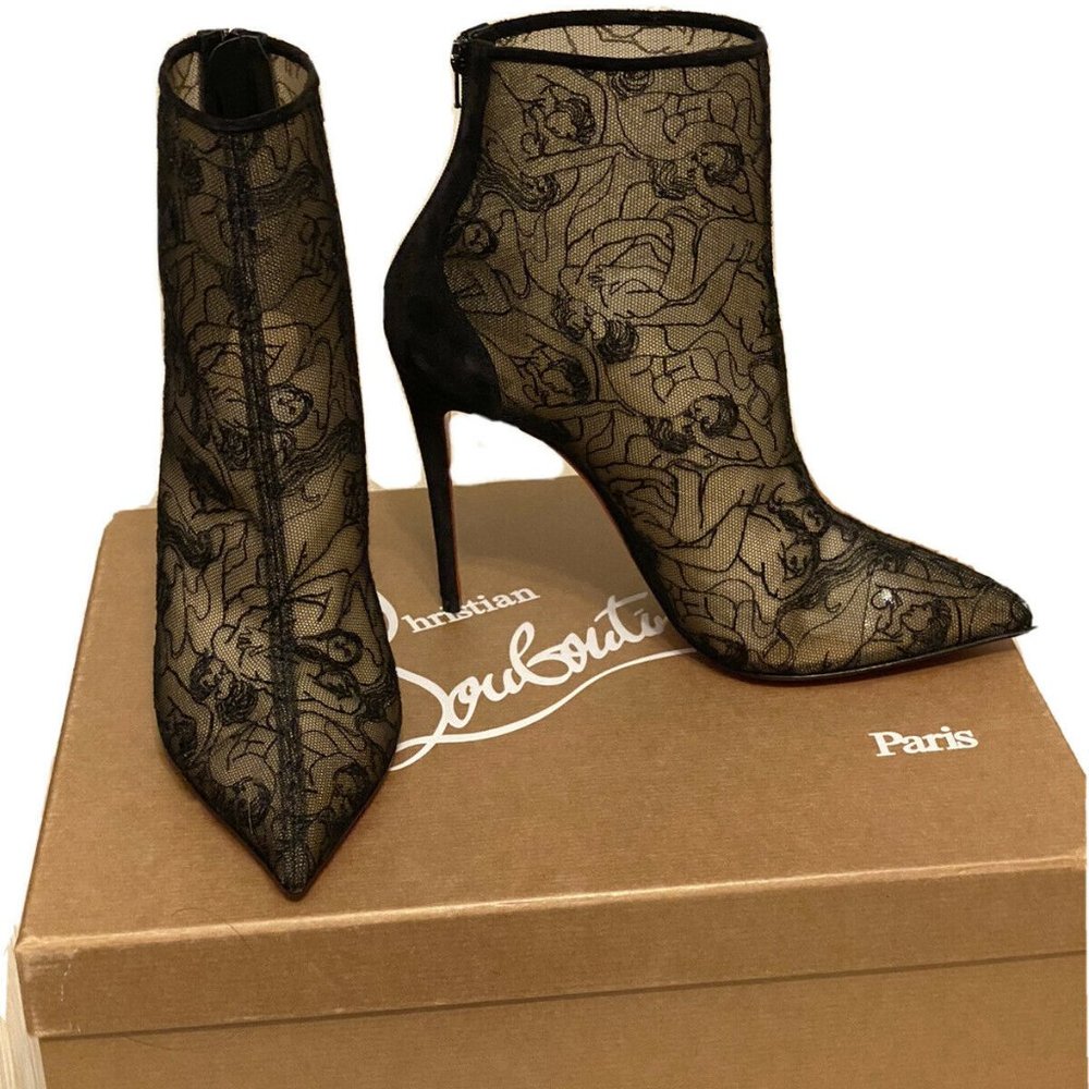 NIB Christian Louboutin Psybootie 100 Black 36 6